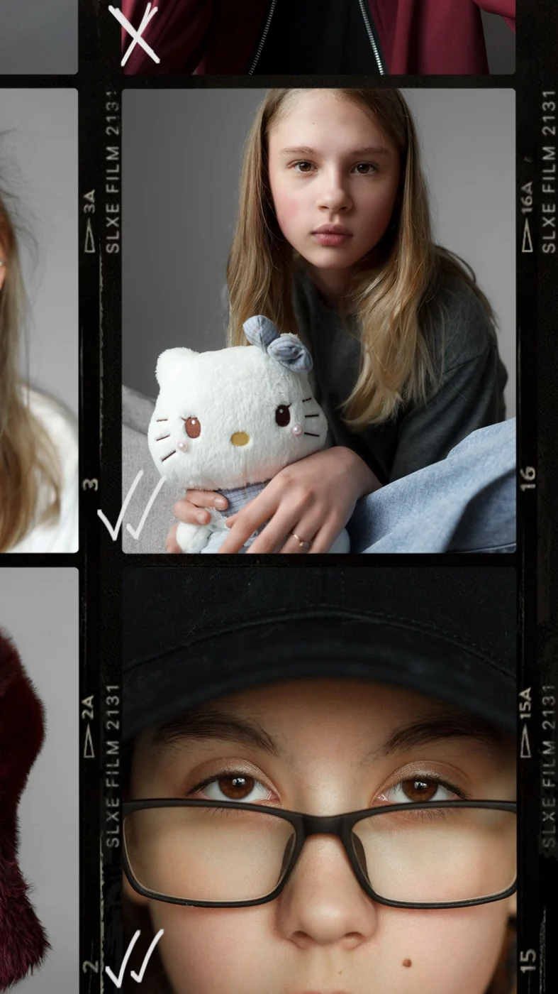 Портретные фотографии учениц с фотосессии для актёрского портфолио